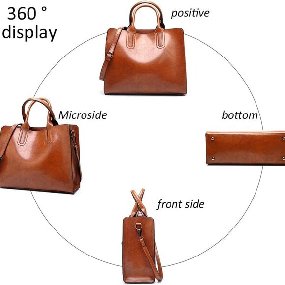 Elegant Brown Leather Tote Bag for Women: Versatile & Stylish Organizer - Picture 6 of 7